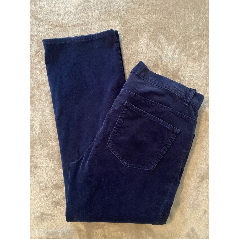 Chaps Pants Sz 12 Navy Blue Corduroy Straight Leg Stretch Classic Office Preppy